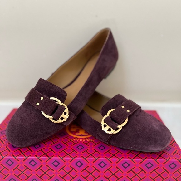 Tory Burch Marsden Flat burgundy/Malbec suede Size 9 - Picture 2 of 9